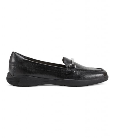 Women's Paula Round Toe Casual Slip-On Loafers Black $34.88 Shoes