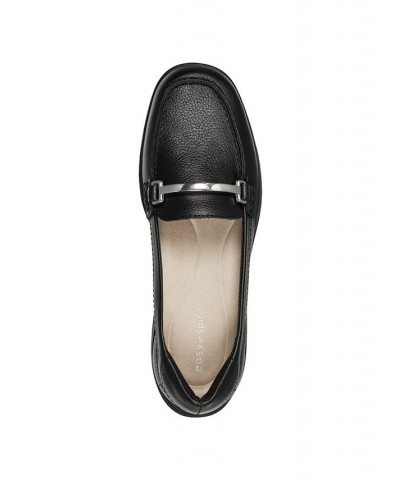 Women's Paula Round Toe Casual Slip-On Loafers Black $34.88 Shoes