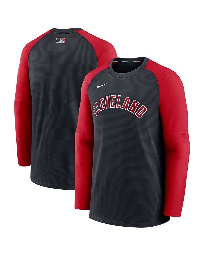 Men's Navy, Red Cleveland Indians Authentic Collection Pregame Performance Raglan Pullover Sweatshirt $38.70 Sweatshirt