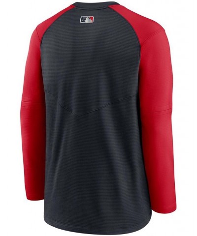 Men's Navy, Red Cleveland Indians Authentic Collection Pregame Performance Raglan Pullover Sweatshirt $38.70 Sweatshirt