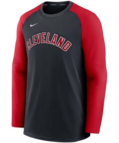 Men's Navy, Red Cleveland Indians Authentic Collection Pregame Performance Raglan Pullover Sweatshirt $38.70 Sweatshirt