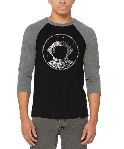 Men's I Need My Space Astronaut Raglan Baseball Word Art T-shirt Gray $23.84 T-Shirts