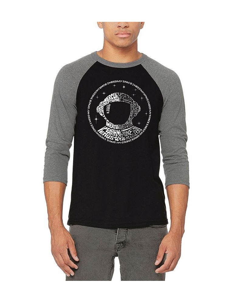 Men's I Need My Space Astronaut Raglan Baseball Word Art T-shirt Gray $23.84 T-Shirts