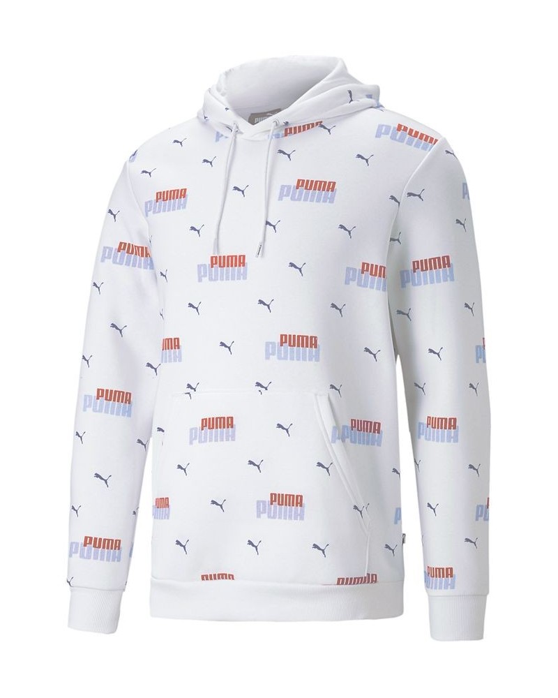 Men's Ess+ Power Logo Fleece Hoodie White $37.10 Sweatshirt