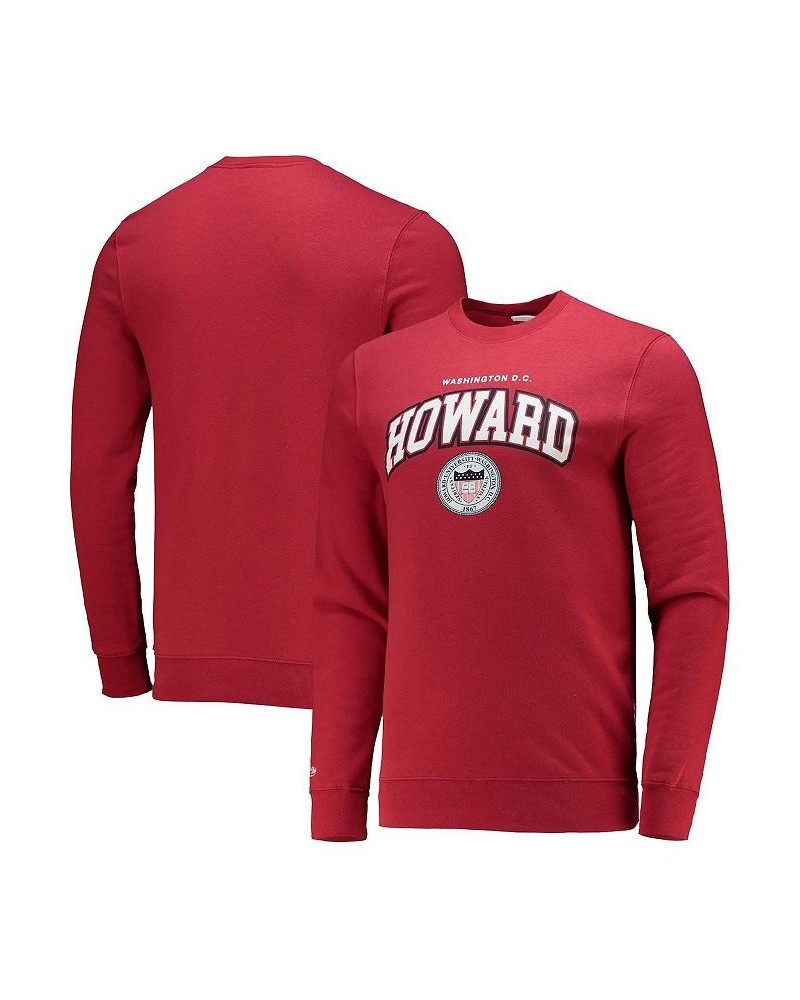 Men's Red Howard Bison Classic Arch Pullover Sweatshirt $37.09 Sweatshirt