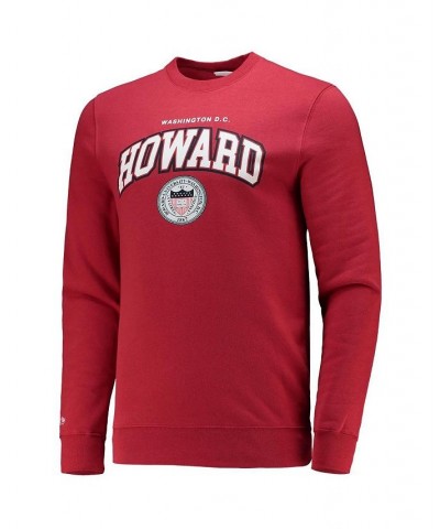 Men's Red Howard Bison Classic Arch Pullover Sweatshirt $37.09 Sweatshirt