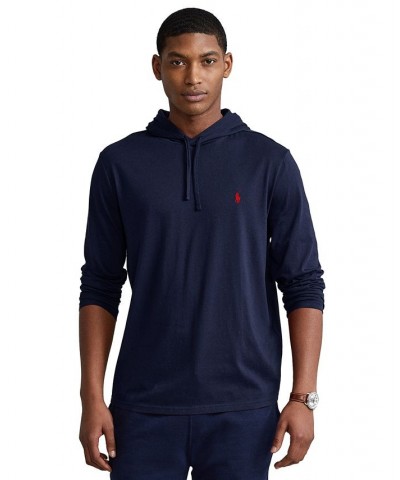 Men's Jersey Hooded T-Shirt Navy $35.78 Sweatshirt