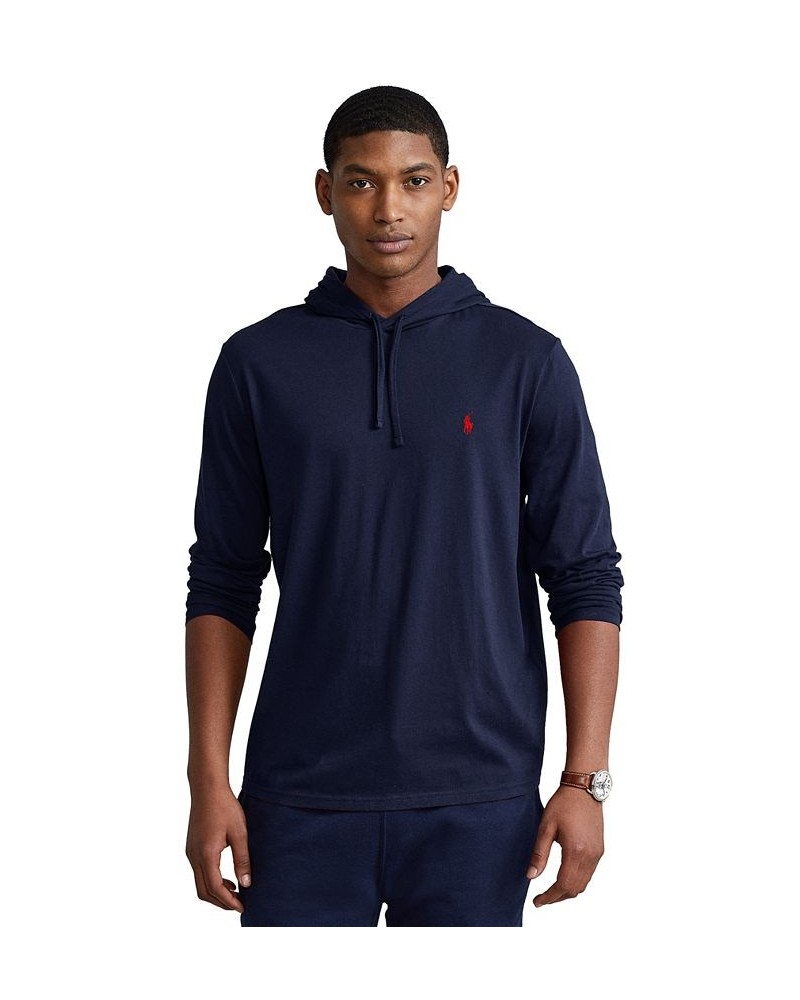 Men's Jersey Hooded T-Shirt Navy $35.78 Sweatshirt