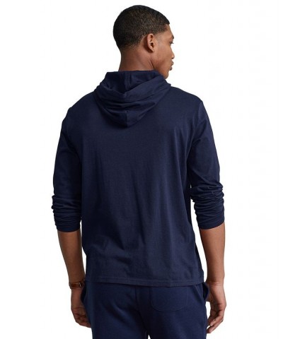 Men's Jersey Hooded T-Shirt Navy $35.78 Sweatshirt