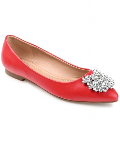 Women's Renzo Jeweled Flats Red $51.99 Shoes