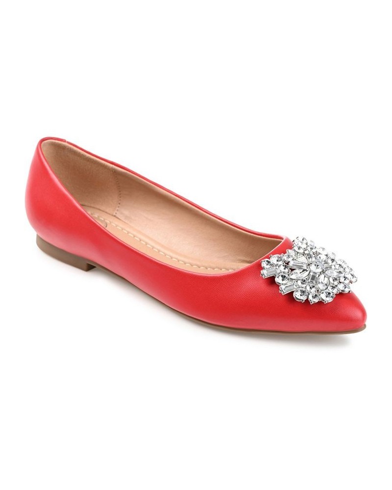 Women's Renzo Jeweled Flats Red $51.99 Shoes