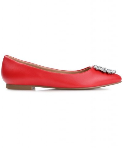 Women's Renzo Jeweled Flats Red $51.99 Shoes