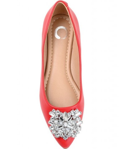 Women's Renzo Jeweled Flats Red $51.99 Shoes