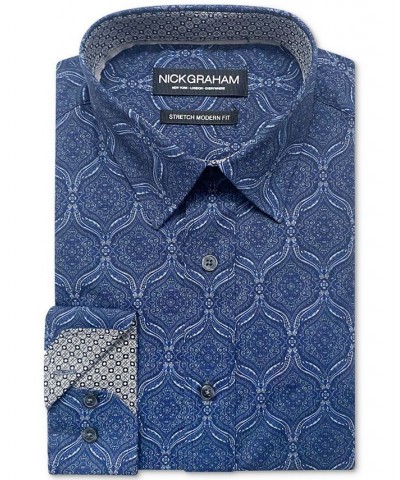 Men's Modern-Fit Stretch-Cotton Dress Shirt Blue $17.54 Dress Shirts