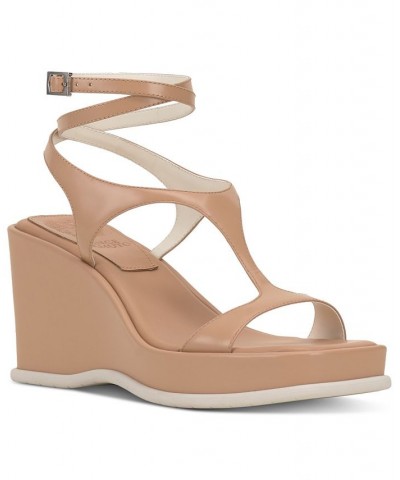 Fetemee Strappy Sport Wedge Sandals Tan/Beige $43.86 Shoes