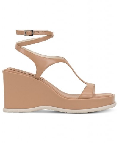 Fetemee Strappy Sport Wedge Sandals Tan/Beige $43.86 Shoes