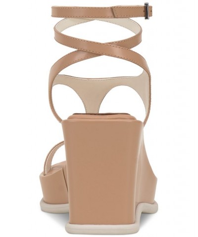 Fetemee Strappy Sport Wedge Sandals Tan/Beige $43.86 Shoes