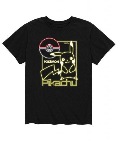 Men's Pokemon Neon Pikachu T-shirt Black $15.75 T-Shirts