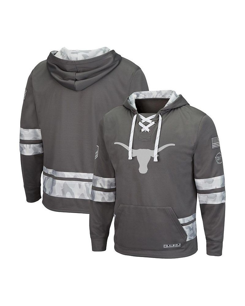 Men's Gray Texas Longhorns OHT Military-Inspired Appreciation Arctic Camo Lace-Up Pullover Hoodie $34.40 Sweatshirt