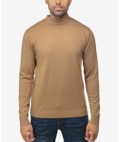 Men's Basic Mock Neck Midweight Pullover Sweater British Khaki $35.10 Sweaters