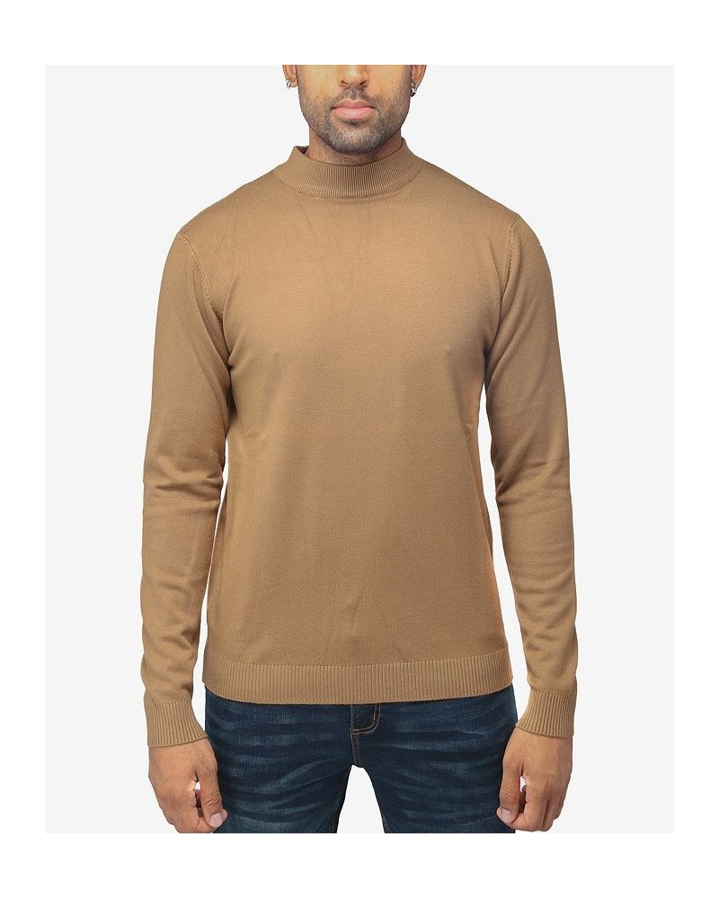 Men's Basic Mock Neck Midweight Pullover Sweater British Khaki $35.10 Sweaters