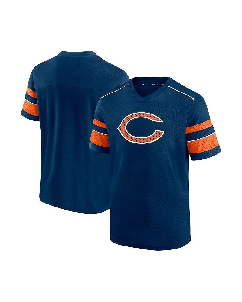 Men's Branded Navy Chicago Bears Textured Hashmark V-Neck T-shirt $26.40 T-Shirts