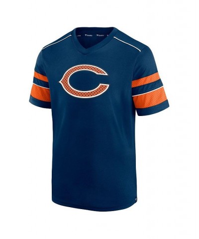 Men's Branded Navy Chicago Bears Textured Hashmark V-Neck T-shirt $26.40 T-Shirts