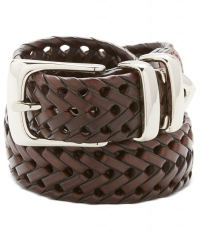 Men's Leather Big and Tall Braided Belt BROWN $16.95 Belts