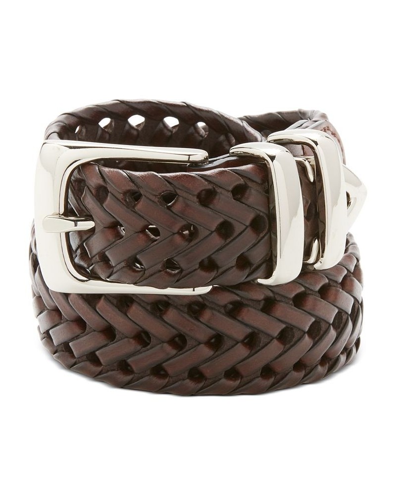 Men's Leather Big and Tall Braided Belt BROWN $16.95 Belts