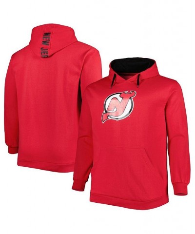 Men's Red New Jersey Devils Big and Tall Fleece Pullover Hoodie $36.39 Sweatshirt