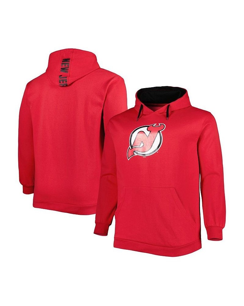 Men's Red New Jersey Devils Big and Tall Fleece Pullover Hoodie $36.39 Sweatshirt