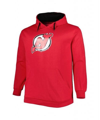 Men's Red New Jersey Devils Big and Tall Fleece Pullover Hoodie $36.39 Sweatshirt