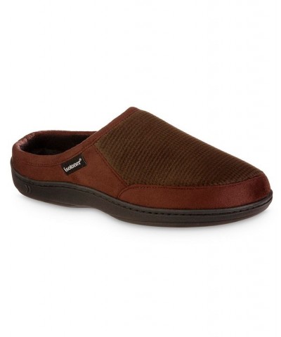 Men's Advanced Memory Foam Microsuede and Houndstooth Jasper Hoodback Comfort Slippers Dark Chocolate $15.18 Slippers