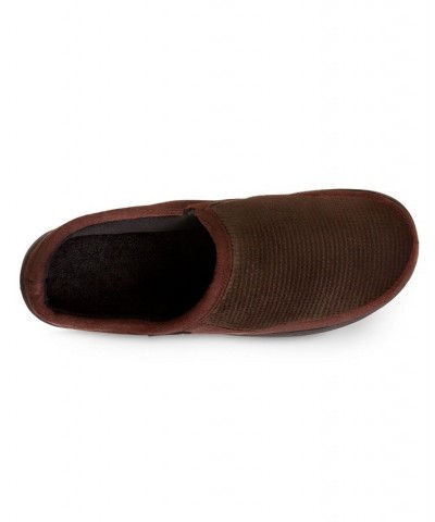 Men's Advanced Memory Foam Microsuede and Houndstooth Jasper Hoodback Comfort Slippers Dark Chocolate $15.18 Slippers