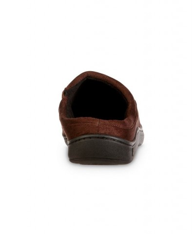 Men's Advanced Memory Foam Microsuede and Houndstooth Jasper Hoodback Comfort Slippers Dark Chocolate $15.18 Slippers