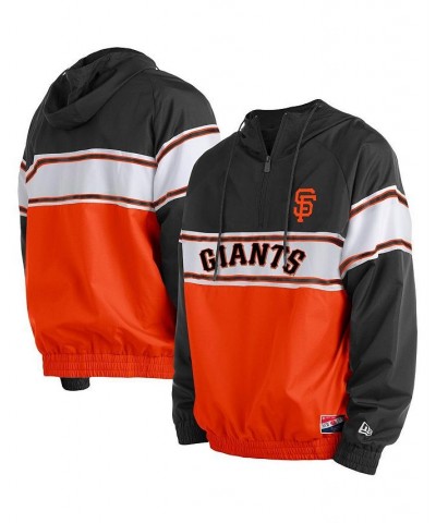 Men's Black San Francisco Giants Ripstop Raglan Quarter-Zip Hoodie $38.40 Sweatshirt