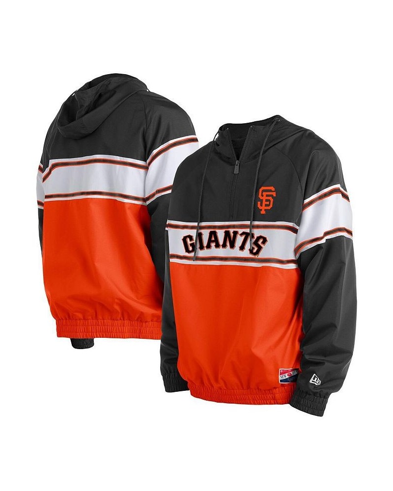 Men's Black San Francisco Giants Ripstop Raglan Quarter-Zip Hoodie $38.40 Sweatshirt