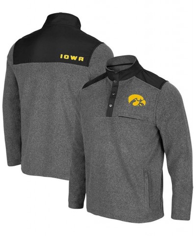 Men's Heather Charcoal, Black Iowa Hawkeyes Huff Snap Pullover $34.50 Sweatshirt