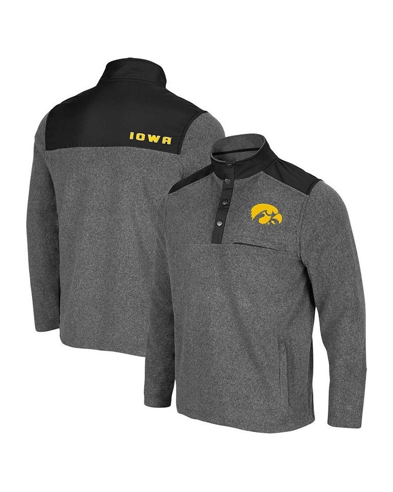 Men's Heather Charcoal, Black Iowa Hawkeyes Huff Snap Pullover $34.50 Sweatshirt