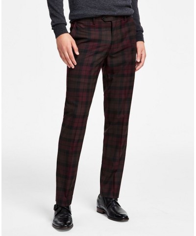 Men's Slim-Fit Burgundy Plaid Suit Separates Red $39.20 Suits