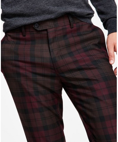 Men's Slim-Fit Burgundy Plaid Suit Separates Red $39.20 Suits