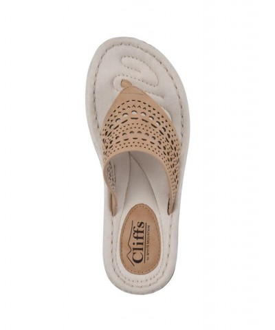 Women's Compact Thong Comfort Sandal Tan/Beige $28.98 Shoes