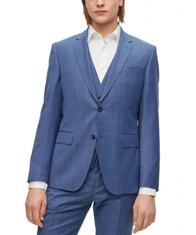 BOSS Men's Slim-Fit Checked Wool Serge Suit, 2 Piece Set Blue $311.55 Suits