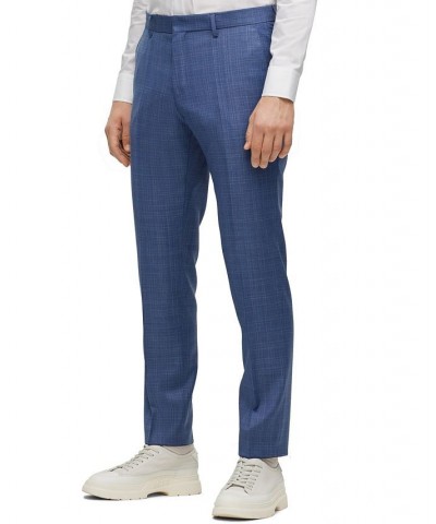 BOSS Men's Slim-Fit Checked Wool Serge Suit, 2 Piece Set Blue $311.55 Suits