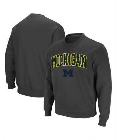 Men's Charcoal Michigan Wolverines Arch Logo Crew Neck Sweatshirt $26.40 Sweatshirt