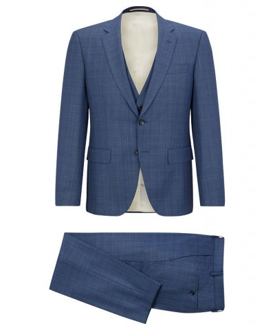 BOSS Men's Slim-Fit Checked Wool Serge Suit, 2 Piece Set Blue $311.55 Suits