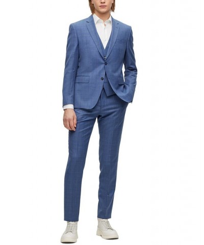 BOSS Men's Slim-Fit Checked Wool Serge Suit, 2 Piece Set Blue $311.55 Suits