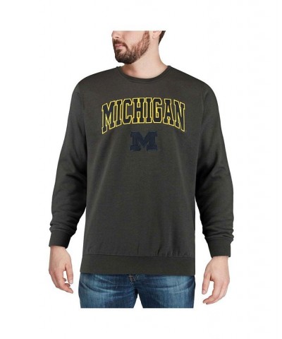 Men's Charcoal Michigan Wolverines Arch Logo Crew Neck Sweatshirt $26.40 Sweatshirt