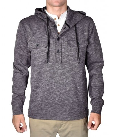 Men's Slub Knit Solid Drawstring Hoodie Gray $52.50 Sweaters