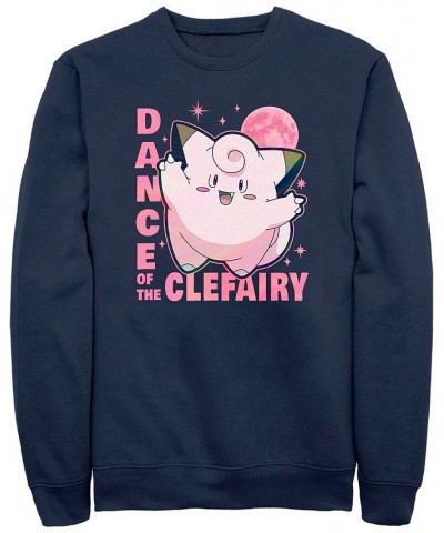 Men's Clefairy Dance Crew Fleece Pullover Sweatshirt Blue $23.63 Sweatshirt